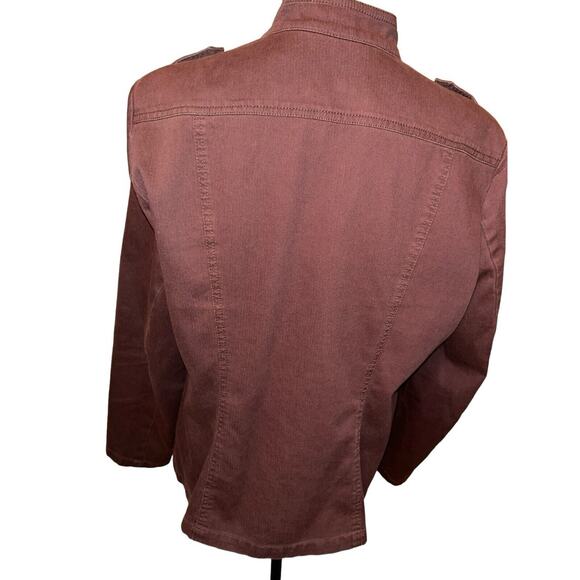 Womens Caribbean‎ Joe Brown Corduroy Jacket Long Sleeve Mandarin Collar Zip Up L - Picture 3 of 8